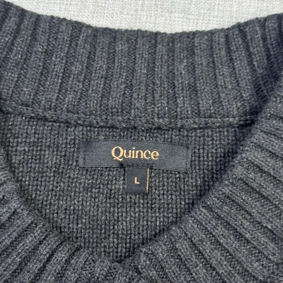 Quince Cardigan Womens Large Gray Crew Neck Button Front 100% Organic Cotton - Picture 2 of 10